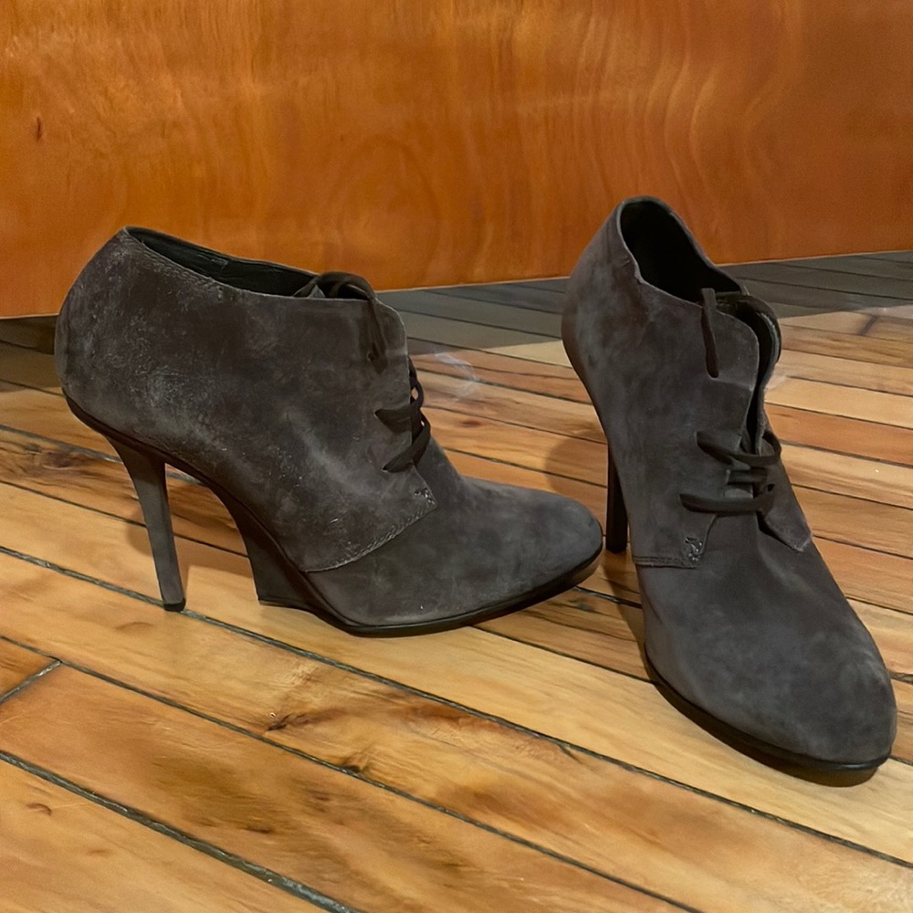 YSL heeled brown suede booties